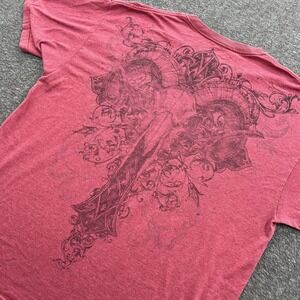 MMA Elite T Shirt Mens XL Skull Cross Gothic Grunge Y2K Streetwear Faded Red EUC